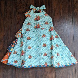 Jelly the Pug Pirate Ship Ruffle Halter Dress Size 2T